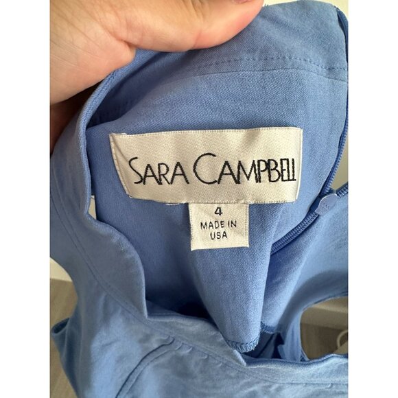 SARA CAMPBELL Blue Scalloped Shift Dress Size 4 - Picture 6 of 11